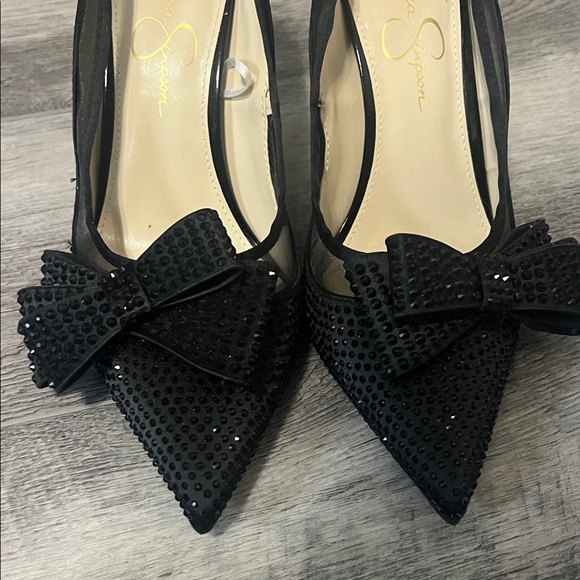 Jessica Simpson Shoes - Jessica Simpson Black Heels with Bow and Sequin detail. Perfect holiday heels!
